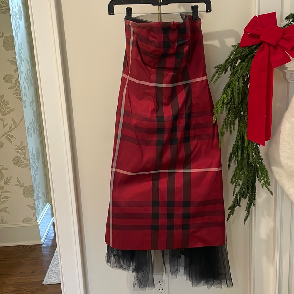Vintage Burberry strapless red dress